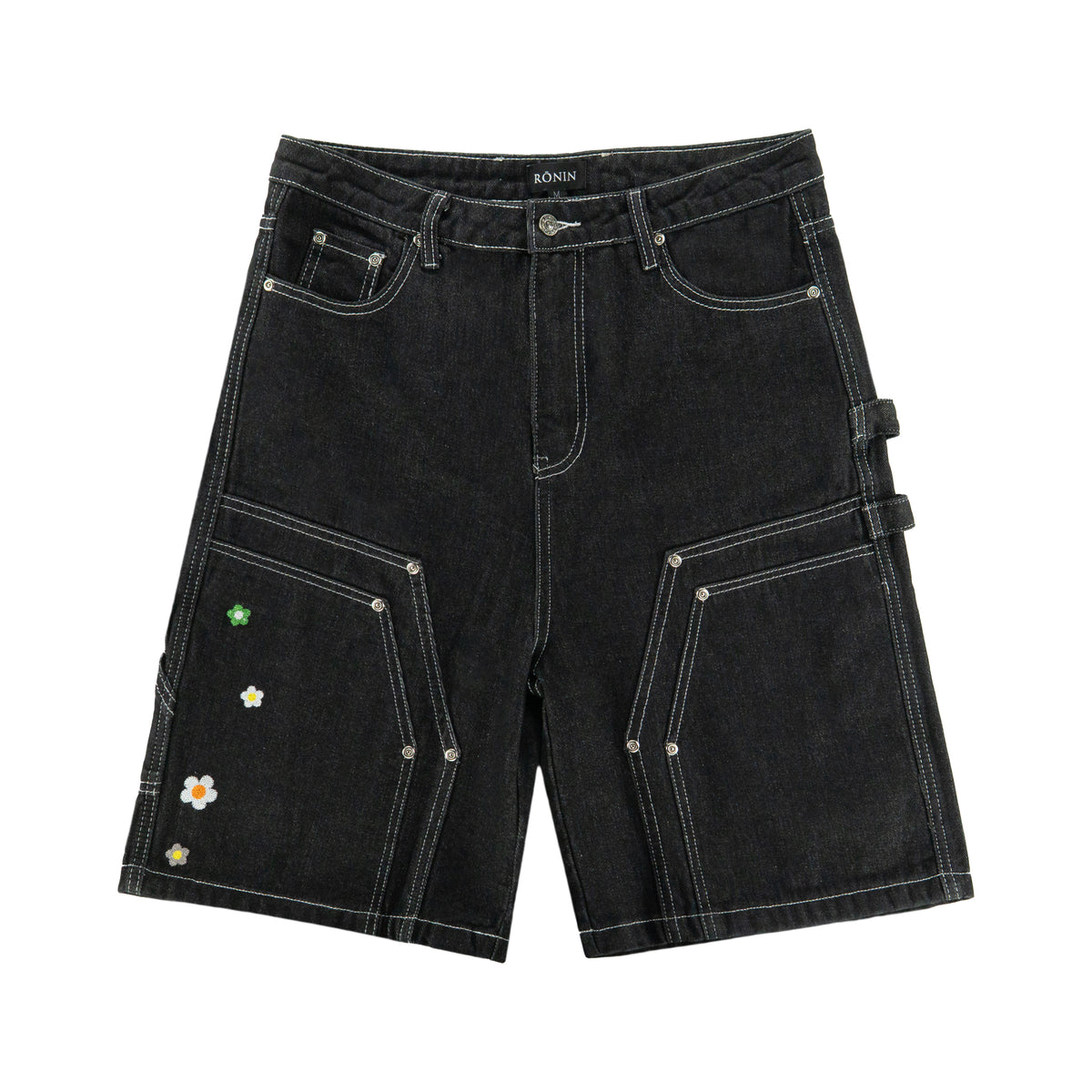 Triple Knee Flower Denim Shorts - Black – RŌNIN DIVISION